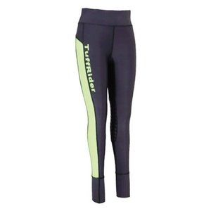 TuffRider Women’s Marathon Riding Horse Tights Breeches Medium Gray Neon Yellow